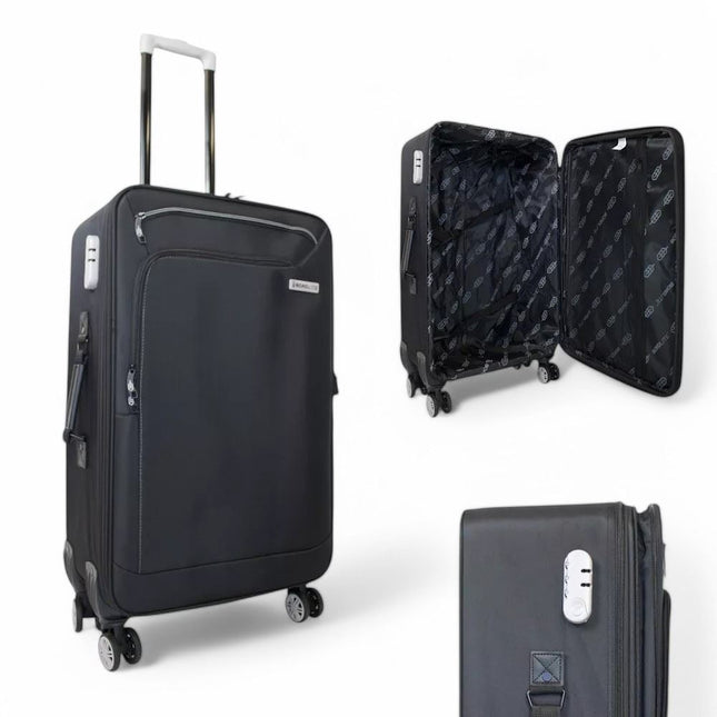 Lightweight Soft Shell 8 Wheels Luggage Travel Cabin Holiday Bags Suitcase Set