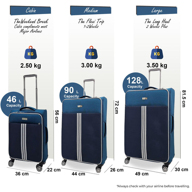 Lightweight  Soft Suitcases 4 Wheel Luggage Travel Bag