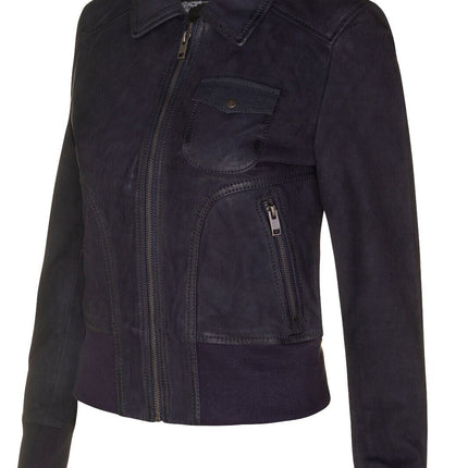Womens Leather MA-1 Varsity Jacket-Ann Arbor