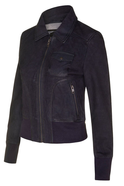 Womens Leather MA-1 Varsity Jacket-Ann Arbor