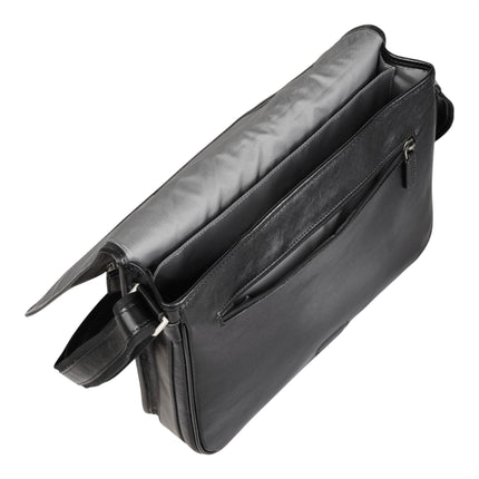Genuine Leather Black Laptop Bag Travel Work Messenger Satchel - Camden