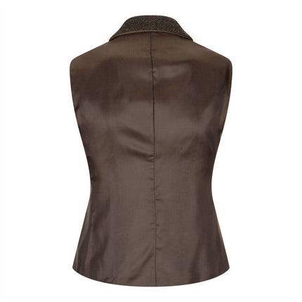 Womens Tweed 1920s Herringbone Brown Waistcoat
