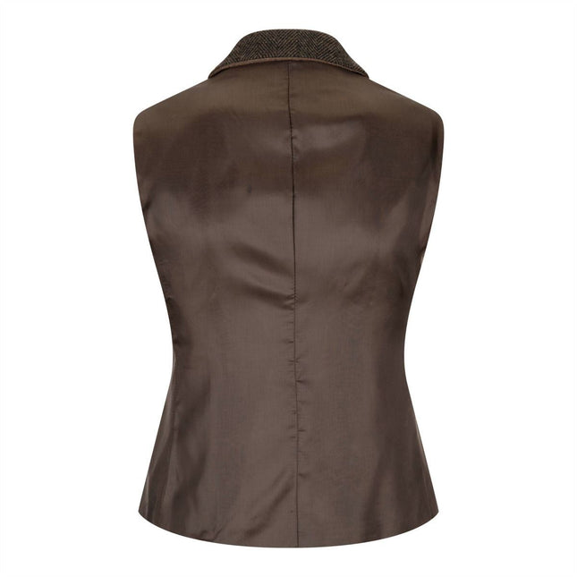 Womens Tweed 1920s Herringbone Brown Waistcoat