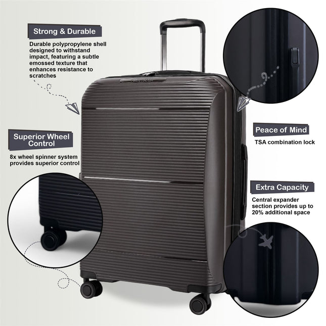 Expandable Strong ABS Hardshell Cabin Suitcase 55 x 39 x 24 cm Luggage Suitable for Easyjet, Ryanair