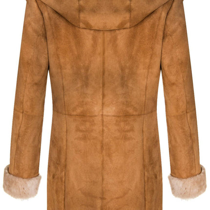 Womens Merino Sheepskin Hooded Coat-Antioch