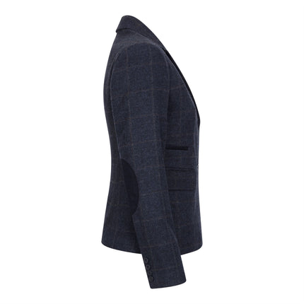 Women's Navy Blue Tailored Fit Tweed Formal Blazer