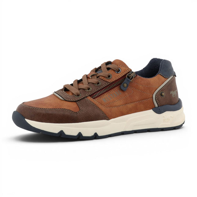 Mustang Men's Tan Faux Leather Trainer Sneakers - M0051003