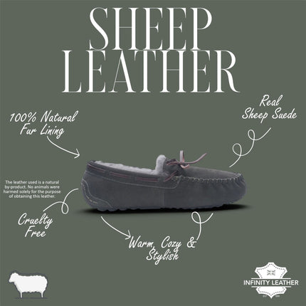 Women's Olive Green Genuine Sheepskin Moccasin Winter Slippers - Aspen