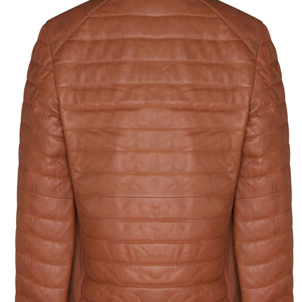 Mens Tan Quilted Leather Puffer Jacket - Tallinn