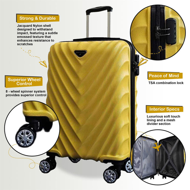 Strong Hard shell Suitcase 4 Wheel ABS Lightweight Cabin Luggage
