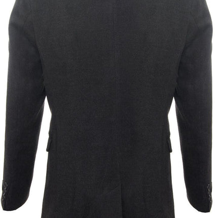 Men's Long Charcoal Wool Slim Fit Overcoat