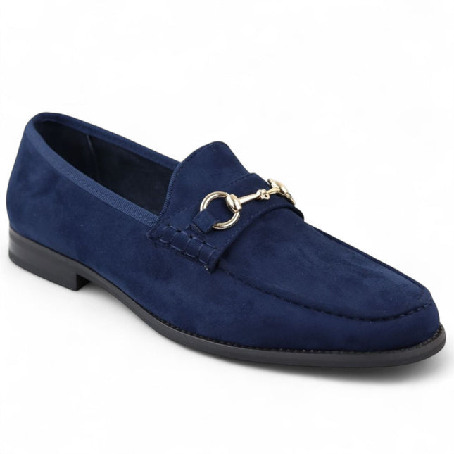 Men's Navy Suede Moccasin Leather Lined Loafers