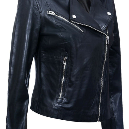 Womens Leather Biker Jacket-Zanzibar