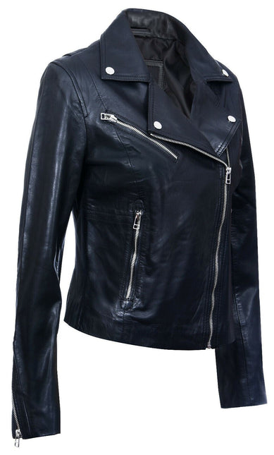 Womens Leather Biker Jacket-Zanzibar