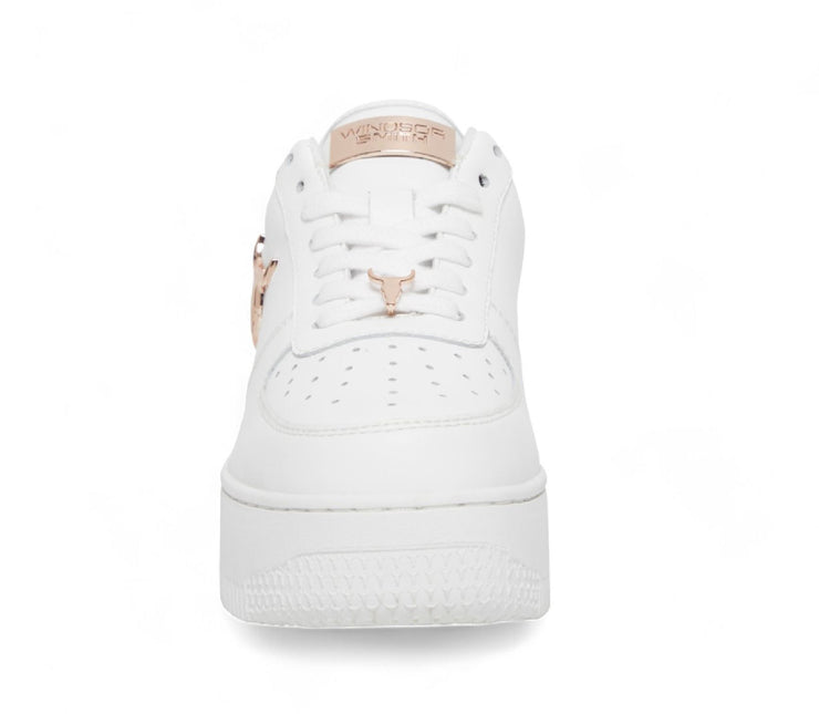 Windsorsmith Womens White Chunky Leather Platform Trainers Sneakers - Rich