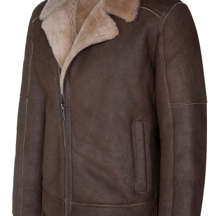 Mens Sheepskin Leather Biker Jacket-Bruma