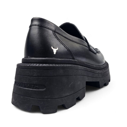 Windsorsmith Womens Black Leather Platform Chunky Loafers Shoes - True