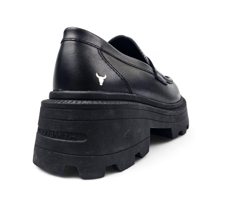 Windsorsmith Womens Black Leather Platform Chunky Loafers Shoes - True