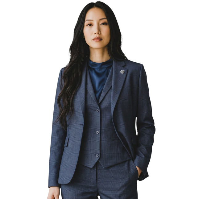 Women's Olive Three Piece Check Tailored Suit - TPW-53