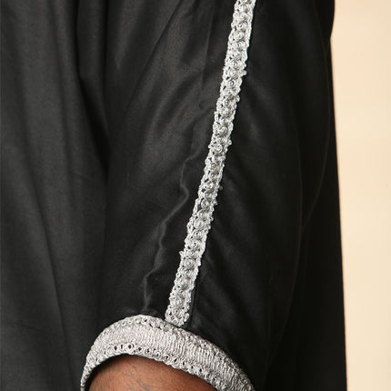 Men's Black Moroccan Thobe Jubba Robe Eid Djellaba Gandoura