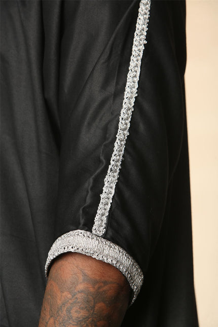 Men's Black Moroccan Thobe Jubba Robe Eid Djellaba Gandoura