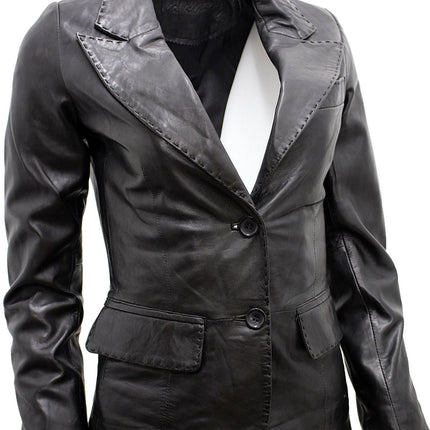Womens Leather Blazer Jacket-Seregno