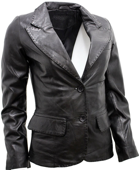 Womens Leather Blazer Jacket-Seregno