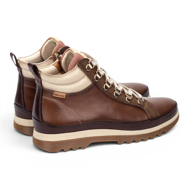 Pikolinos Women's Brown Leather Trainers Sneaker Winter Lace-up Boots - Vigo