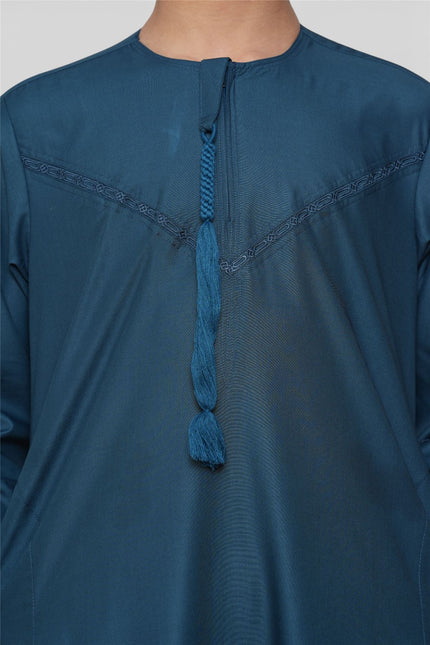 Kids Boys Ramadan Eid Blue Moroccan Jubba Robe Djellaba Thobe - K-TT008