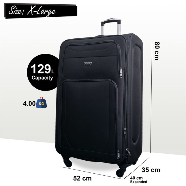 Soft Shell Lightweight Nylon Suitcase Set 4 Wheel Travel Case Holiday Bags