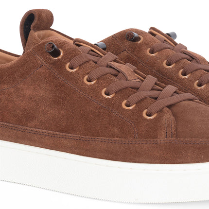 Justin Reess Mens Brown Suede Leather Trainers Sneakers - Josh