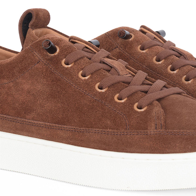 Justin Reess Mens Brown Suede Leather Trainers Sneakers - Josh