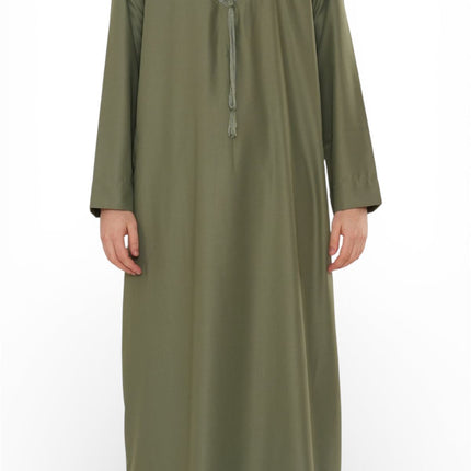 Men's Ramadan Eid Olive Green Moroccan Jubba Robe Djellaba Thobe - TT-008