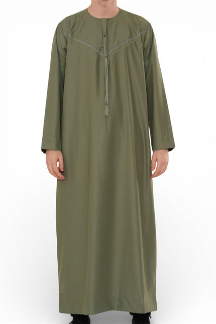 Men's Ramadan Eid Olive Green Moroccan Jubba Robe Djellaba Thobe - TT-008