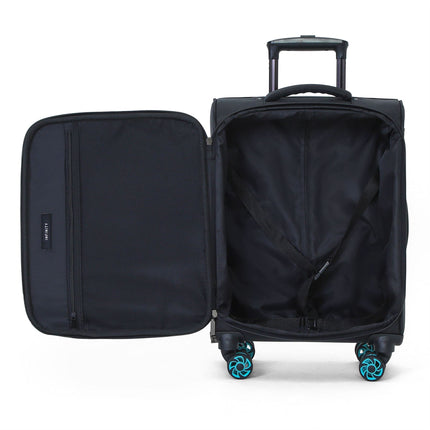 Soft Shell Black 1680D Polyester Suitcase Set 8 Wheel TSA Lock Luggage