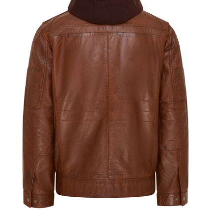 Mens Air Force Hooded Bomber Aviator Real Leather Flight Bomber Jacket