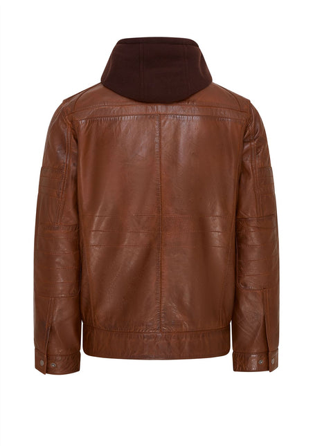 Mens Air Force Hooded Bomber Aviator Real Leather Flight Bomber Jacket