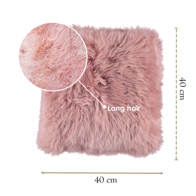 Genuine Sheepskin Pink  40x40cm Real Wool Single Sided Cushion