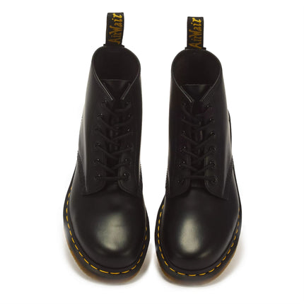 Dr Martens 101 Yellow Stitch Black Leather 6-Eye Ankle Boots - 26230001