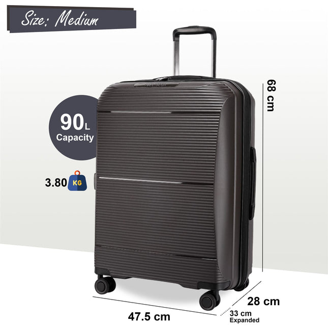 Expandable Hard Shell PP 8 Wheel Luggage Travel Cabin Holiday Bags Suitcase Set