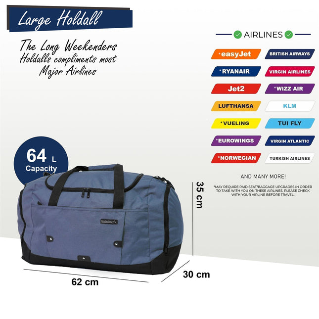 Extra Large Duffel Weekend Holdall Carry-On Cabin Bag Gym Sports Travel Bag
