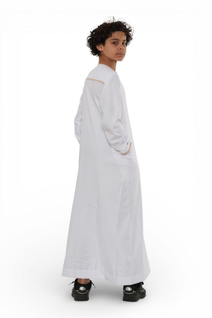 Kids Boys Ramadan White Moroccan Thobe Robe Emirati Eid Jubba- TT-003