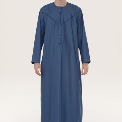 Men's Eid Blue Moroccan Thobe Robe Djellaba Ramadan Eid Jubba- HM10