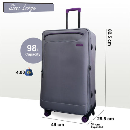 Lightweight Soft Shell 8 Wheels Luggage Travel Cabin Holiday Bags Suitcase Set