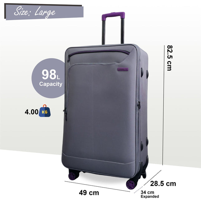 Lightweight Soft Shell 8 Wheels Luggage Travel Cabin Holiday Bags Suitcase Set