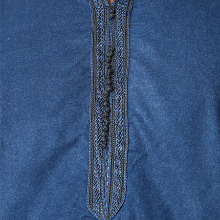 Men's Blue Hooded Moroccan Thobe Djellaba Jubba Robe Eid