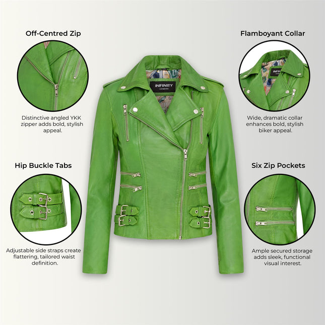 Womens Leather Brando Biker Jacket-Orlando
