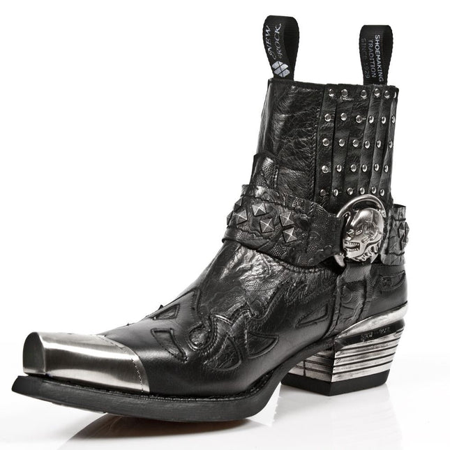 New Rock Black Metal Gothic Ankle Boots - 7950P-S1