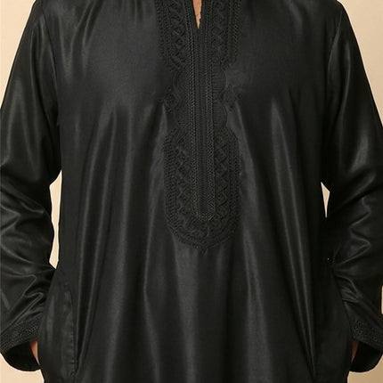 Kids Boys Black Moroccan Thobe Robe Djellaba Gandoura Eid Jubba- K-GG008