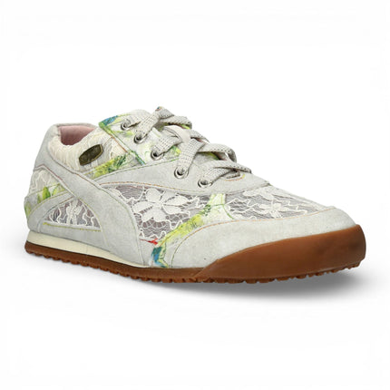 Laura Vita Women's Tivanao-05 Beige Floral Leather Trainers Sneaker Shoes